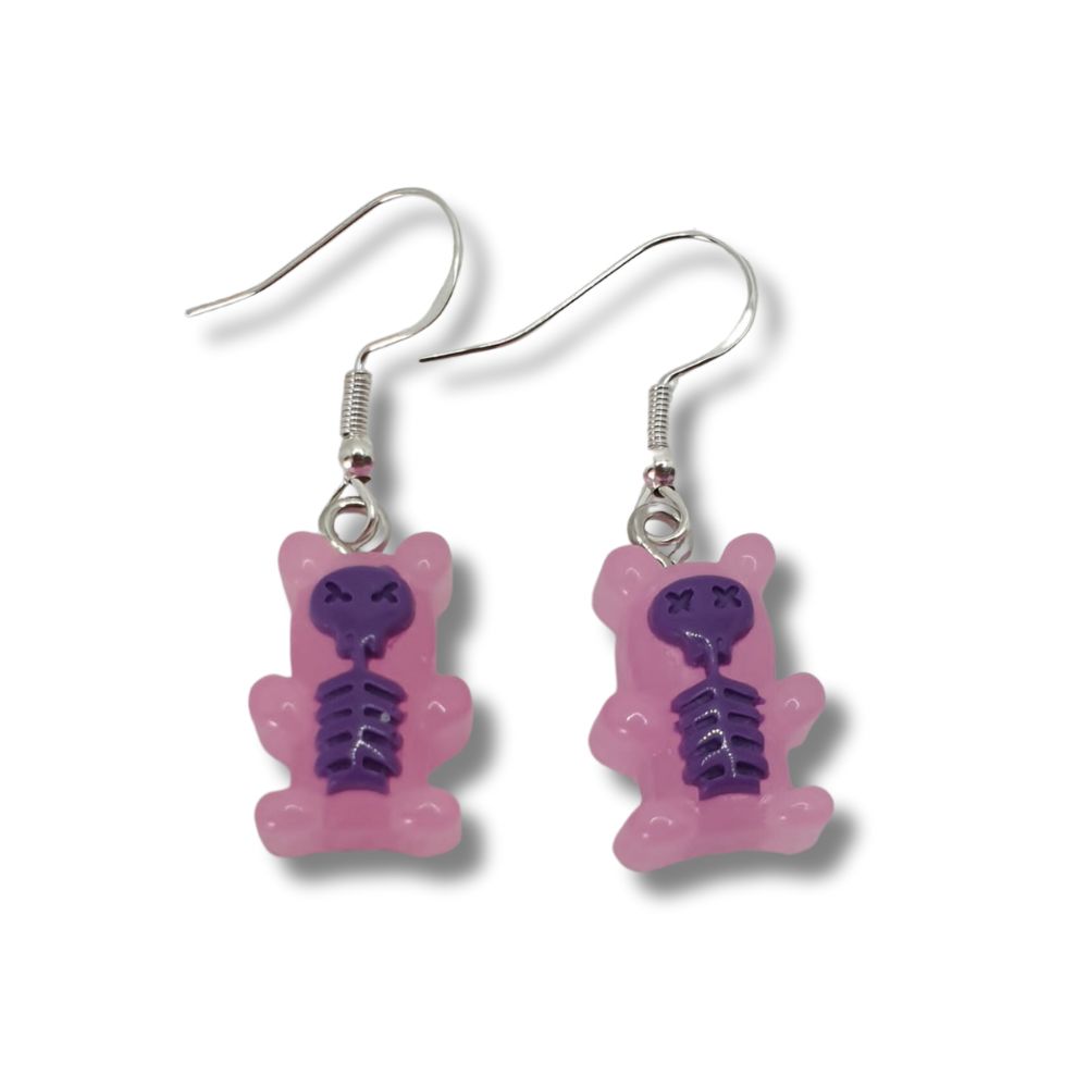 Skeleton Gummy Bear Dangly Earrings - Premium  from Uniquely Holt - Just £4.99! Shop now at Uniquely Holt
