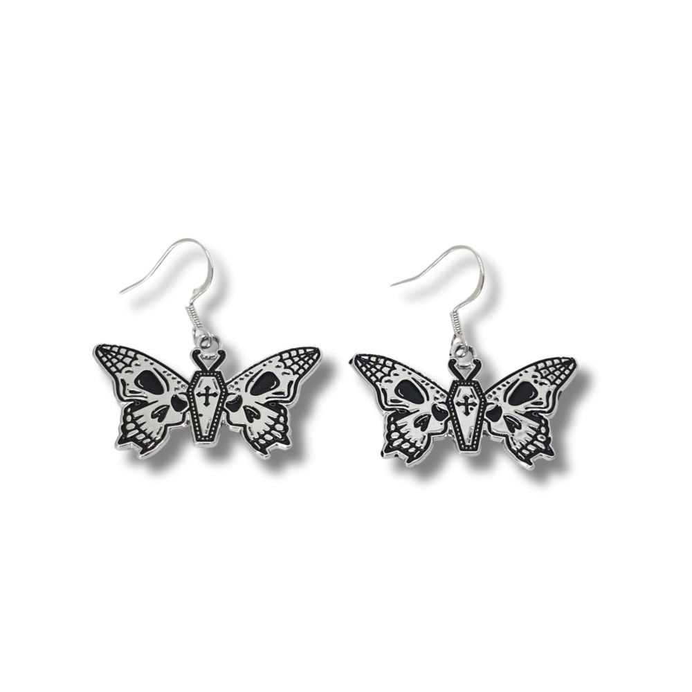 Silver Coloured Coffin Moth Dangly Earrings - Premium  from Uniquely Holt - Just £4.99! Shop now at Uniquely Holt