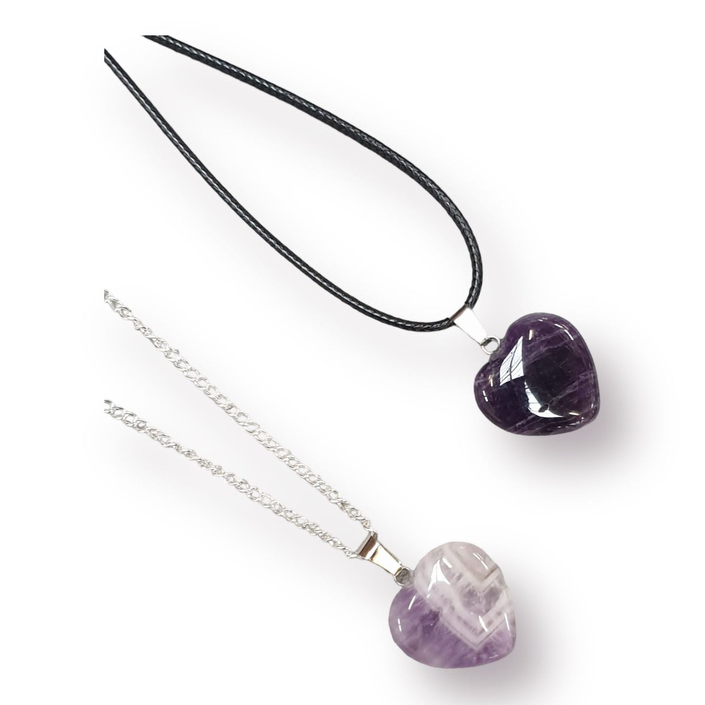 Amethyst Heart Gemstone Necklace Chain Options - Premium  from Uniquely Holt - Just £5.99! Shop now at Uniquely Holt