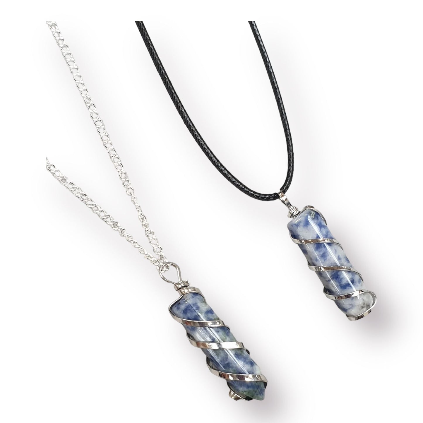 Wrapped Sodalite Pendant Gemstone Necklace Cord Or Chain Option - Premium  from Uniquely Holt - Just £5.99! Shop now at Uniquely Holt