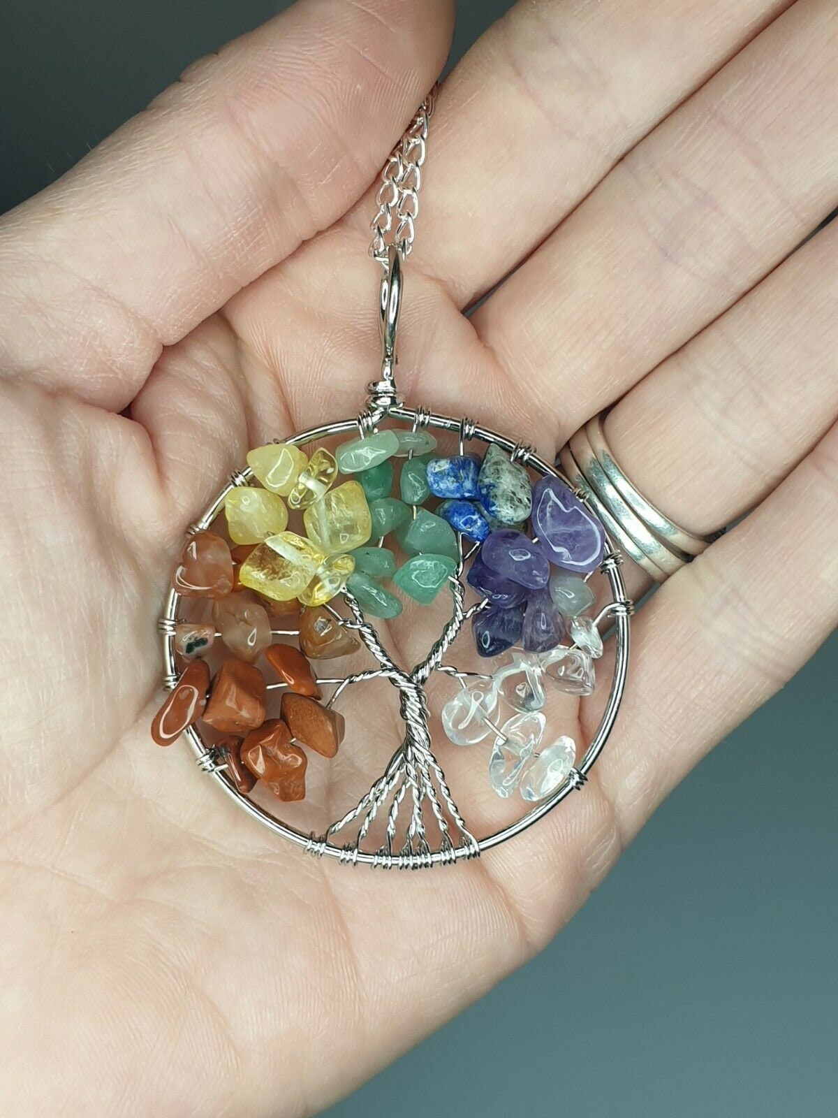 Chakra tree of life gemstone statement necklace - Premium  from Etsy - Just £5.99! Shop now at Uniquely Holt