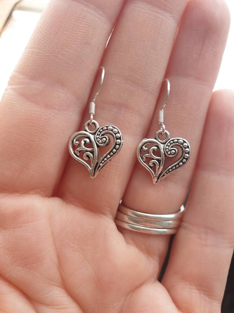 Handmade Filigree Heart Dangly Charm Earrings In Gift Bag, Gifts For Her - Premium  from Etsy - Just £4.99! Shop now at Uniquely Holt