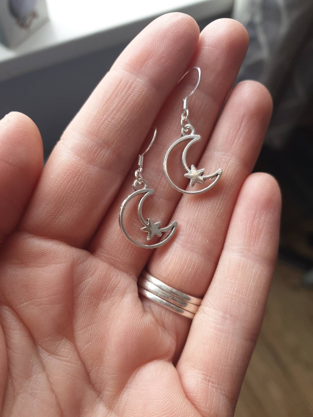 Handmade Moon And Star Celestial Dangly Charm Earrings In Gift Bag, Space Lover Gifts - Premium  from Etsy - Just £4.99! Shop now at Uniquely Holt