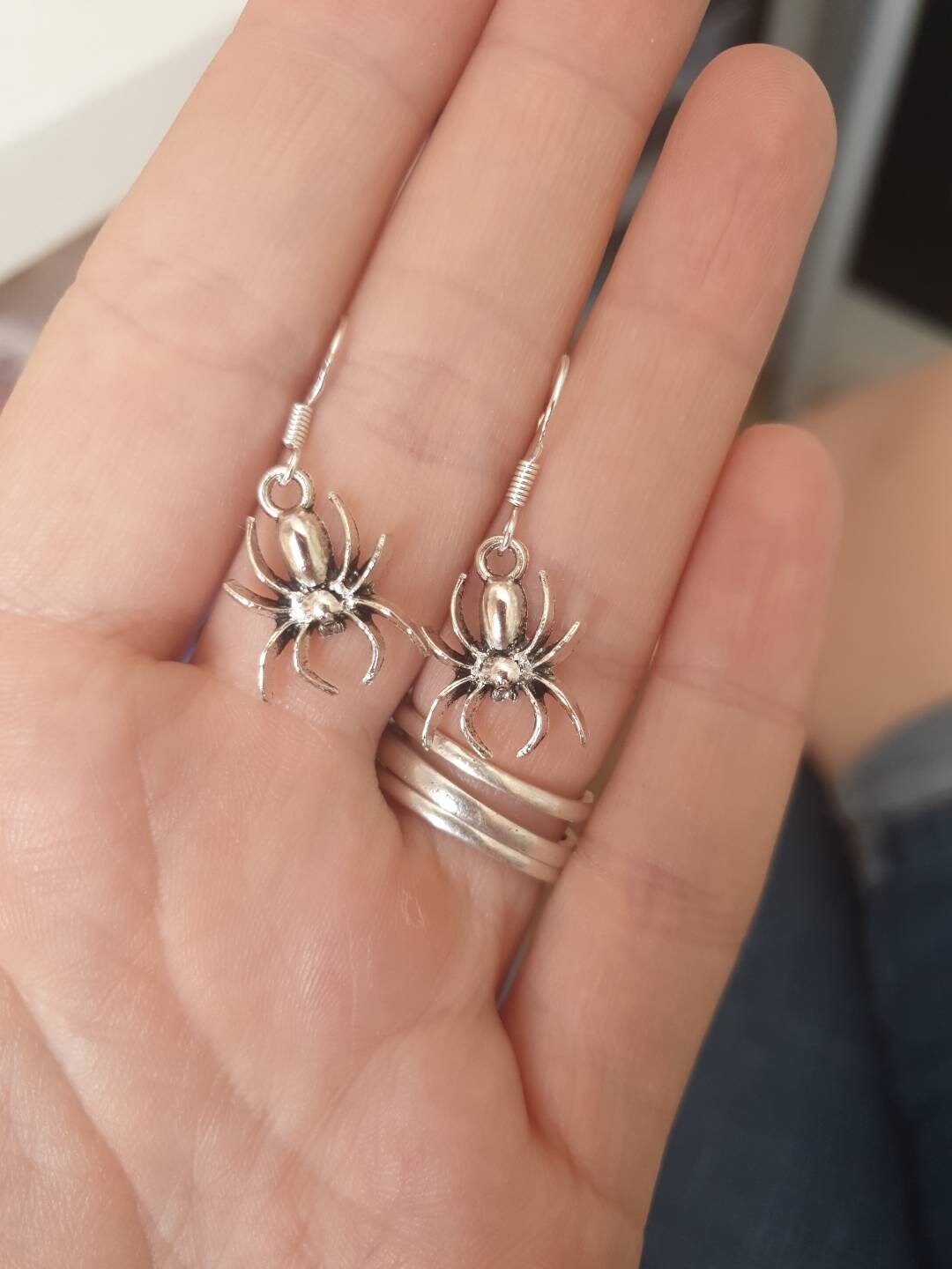 Handmade Antique Silver Spider Dangly, Charm Earrings In Gift Bag Perfect For Halloween - Premium  from Etsy - Just £4.99! Shop now at Uniquely Holt