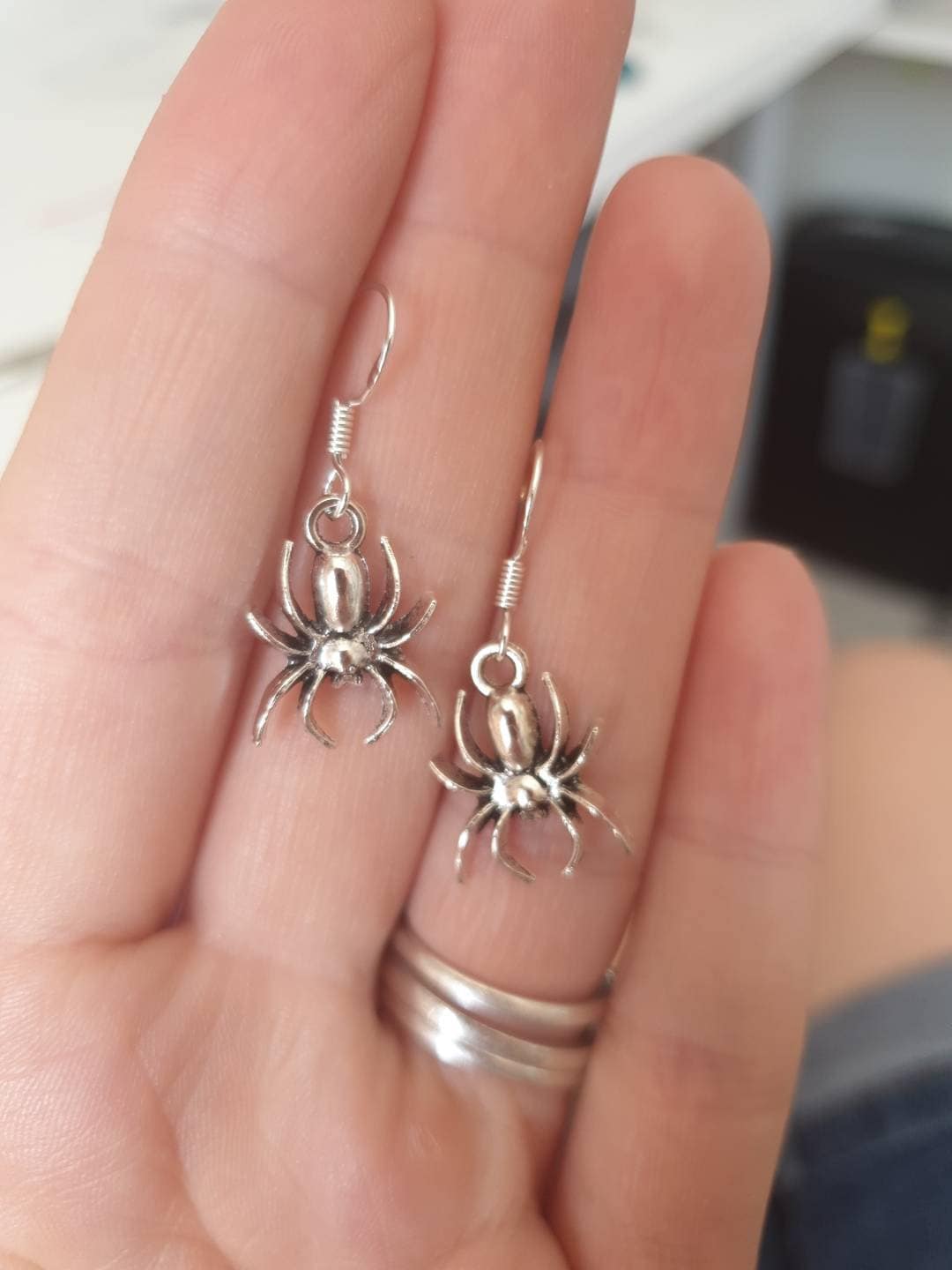 Handmade Antique Silver Spider Dangly, Charm Earrings In Gift Bag Perfect For Halloween - Premium  from Etsy - Just £4.99! Shop now at Uniquely Holt