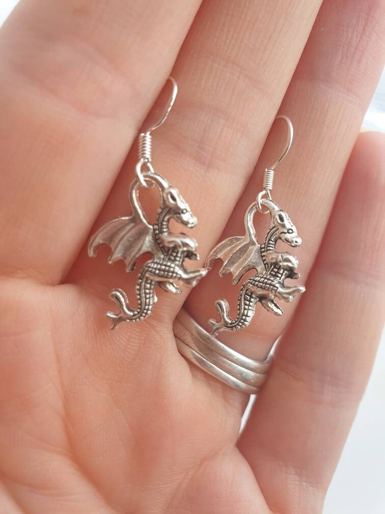 Handmade Dragon Dangly Charm Earrings In Gift Bag, Dragon Lover Gifts - Premium  from Etsy - Just £4.99! Shop now at Uniquely Holt