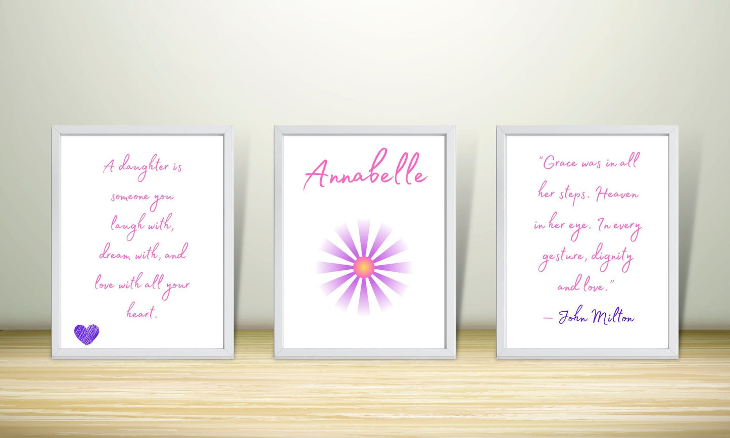 Personalised Print Set Bundle - Pink | Bedroom | Playroom | Nursery | Children's Decor - Premium  from Etsy - Just £8.00! Shop now at Uniquely Holt