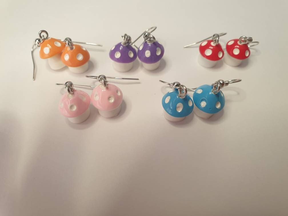 Handmade Acrylic Mushroom Dangly Charm Earrings In Gift Bag, Novelty Earrings, Fun Jewellery, Gifts For Her - Premium  from Etsy - Just £4.99! Shop now at Uniquely Holt