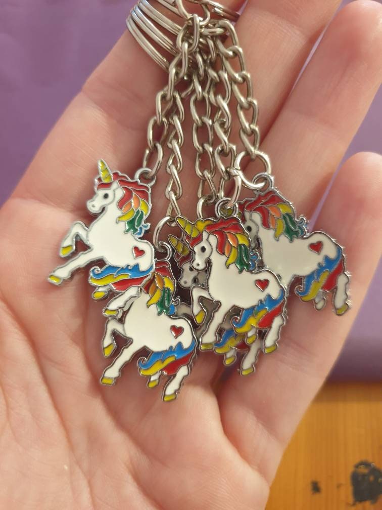 Set of 5 Unicorn Keyrings, Perfect Stocking Or Party Bag Filler, Enamel Charms, Gifts For Her, Unicorn Lover, Gift Options Available - Premium  from Etsy - Just £5.99! Shop now at Uniquely Holt
