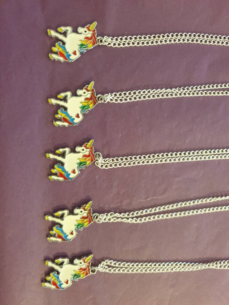 Set of 5 Enamel Unicorn Charm Pendant Necklace, Party Bag or Stocking Fillers, Gifts For Girls, Unicorn Lover, Gift Options - Premium  from Etsy - Just £6.99! Shop now at Uniquely Holt