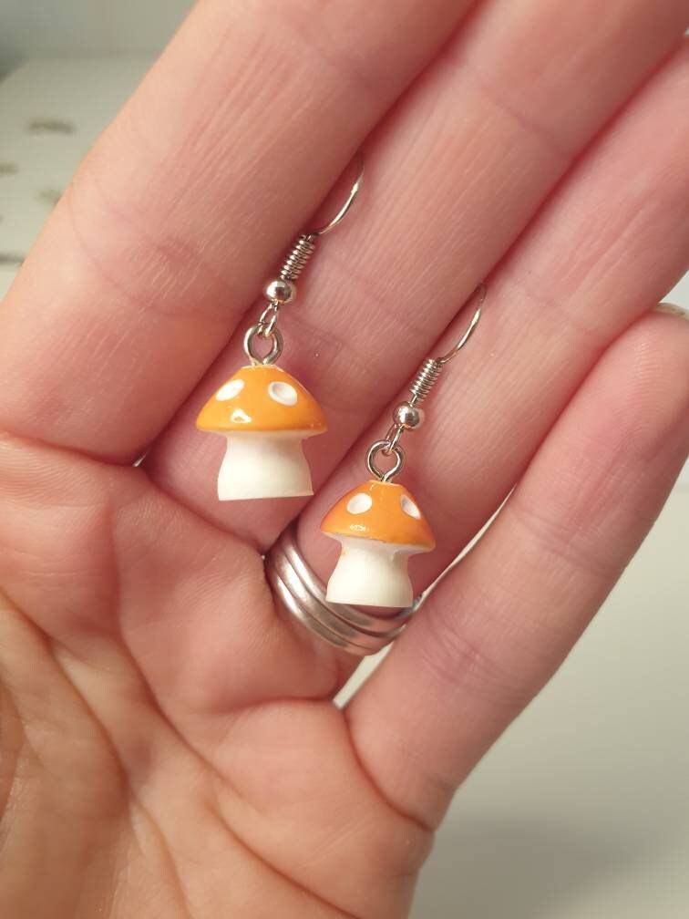 Handmade Acrylic Mushroom Dangly Charm Earrings In Gift Bag, Novelty Earrings, Fun Jewellery, Gifts For Her - Premium  from Etsy - Just £4.99! Shop now at Uniquely Holt