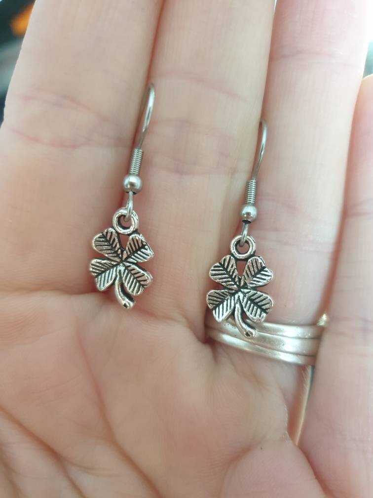 Handmade Antique Silver Four Leaf Clover, Dangly Charm Earrings In Gift Bag, Gifts For Her, Good Luck, Lucky Jewellery - Premium  from Etsy - Just £4.99! Shop now at Uniquely Holt