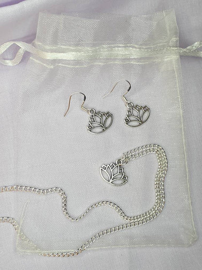Lotus Flower Jewellery Set, Dangly Earring And Necklace Set In Gift Bag - Premium  from Etsy - Just £8.99! Shop now at Uniquely Holt