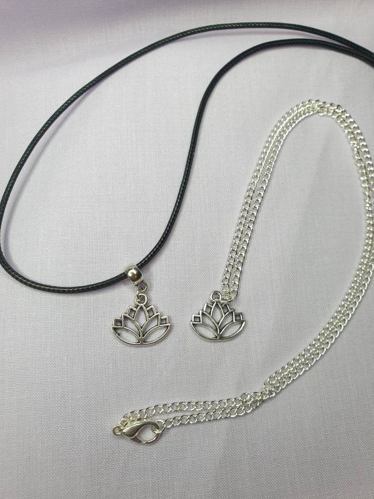 Handmade Antique Silver Lotus Charm Necklace Silver Plated Or Waxed Cord Variable Lengths, Gift Packaged - Premium  from Etsy - Just £5.49! Shop now at Uniquely Holt