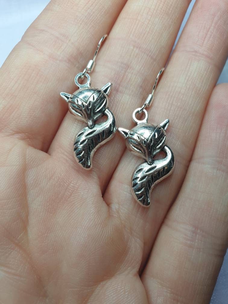 Handmade Antique Silver Fox Charm Dangly, Charm Earrings In Gift Bag, Stocking Filler, For Her - Premium  from Etsy - Just £4.99! Shop now at Uniquely Holt