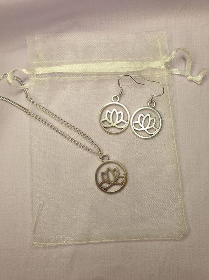 Lotus Flower Jewellery Set, Dangly Earring And Necklace Set In Gift Bag - Premium  from Etsy - Just £8.99! Shop now at Uniquely Holt