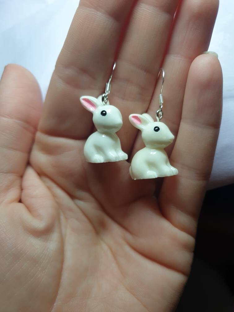 Handmade Acrylic Rabbit Charm Dangly, Charm Earrings In Gift Bag, Stocking Filler, For Her - Premium  from Etsy - Just £4.99! Shop now at Uniquely Holt