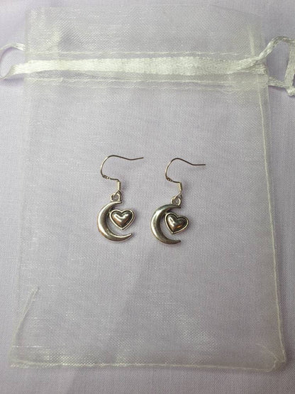 Moon And Heart Charm Dangly, Charm Earrings In Gift Bag, Stocking Filler, For Her - Premium  from Etsy - Just £4.99! Shop now at Uniquely Holt