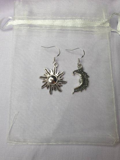 Mismatched Sun And Moon Charm Dangly, Charm Earrings In Gift Bag, Stocking Filler, For Her - Premium  from Etsy - Just £4.99! Shop now at Uniquely Holt