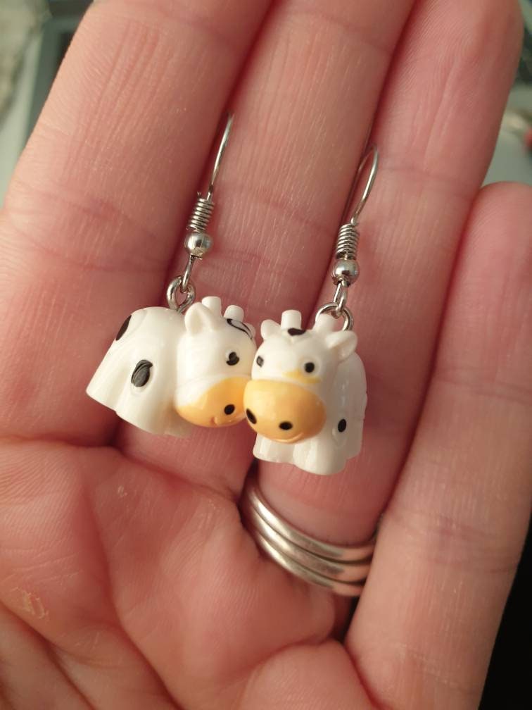 Handmade Acrylic Cow Charm Earrings, Gifts For Her, Animal Lover, Fun Jewellery - Premium  from Etsy - Just £4.99! Shop now at Uniquely Holt