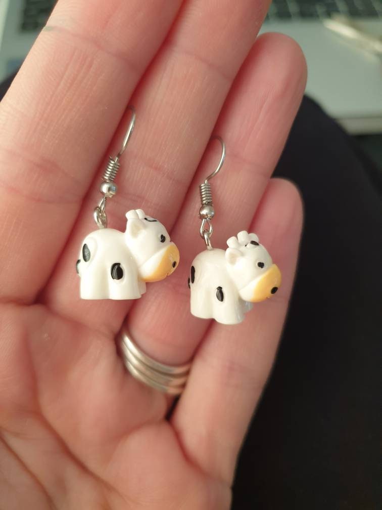 Handmade Acrylic Cow Charm Earrings, Gifts For Her, Animal Lover, Fun Jewellery - Premium  from Etsy - Just £4.99! Shop now at Uniquely Holt