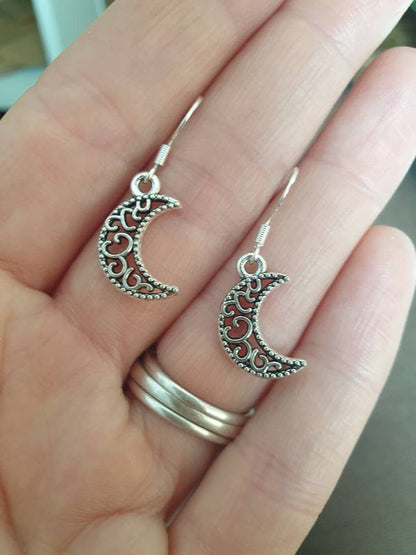 Filigree Moon Celestial Dangly Charm Earrings In Gift Bag, Space Lover Gifts - Premium  from Etsy - Just £4.99! Shop now at Uniquely Holt
