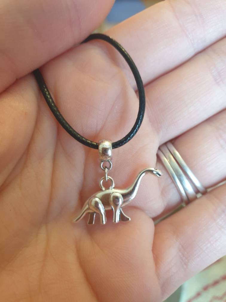 Handmade Antique Silver Dinosaur Charm Necklace Silver Plated Or Waxed Cord Variable Lengths, Gift Packaged - Premium  from Etsy - Just £5.49! Shop now at Uniquely Holt
