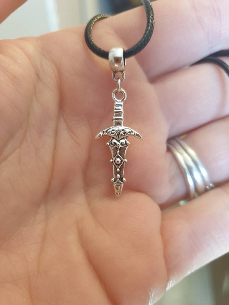 Handmade Antique Silver Dagger Charm Necklace Silver Plated Or Waxed Cord Variable Lengths, Gift Packaged - Premium  from Etsy - Just £5.49! Shop now at Uniquely Holt