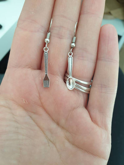 Fork & Spoon, Cutlery, Dangly Charm Earrings, In Gift Bag, Novelty Earrings, Fun Jewellery, Stocking Filler - Premium  from Etsy - Just £4.99! Shop now at Uniquely Holt