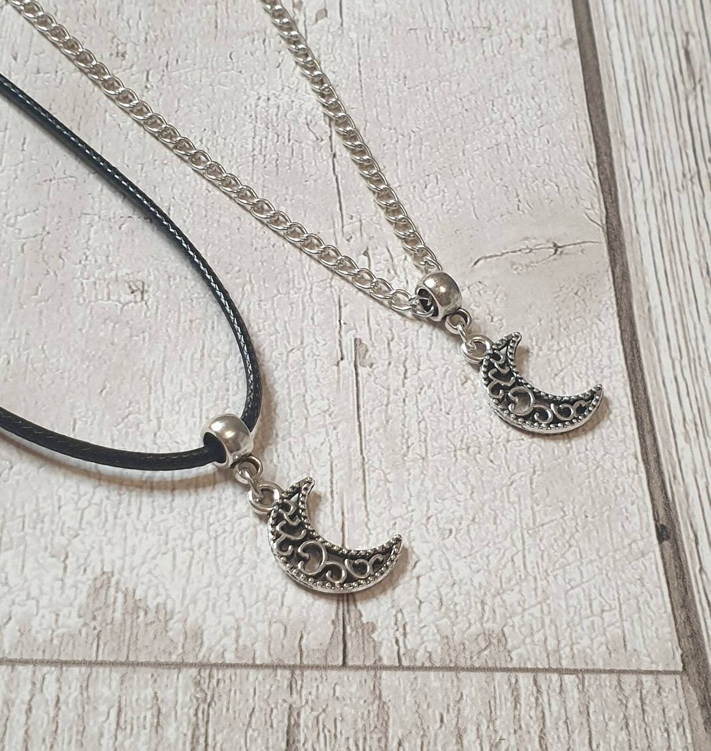 Handmade Antique Silver Moon Charm Necklace Silver Plated Or Waxed Cord Variable Lengths, Gift Packaged - Premium  from Etsy - Just £5.49! Shop now at Uniquely Holt