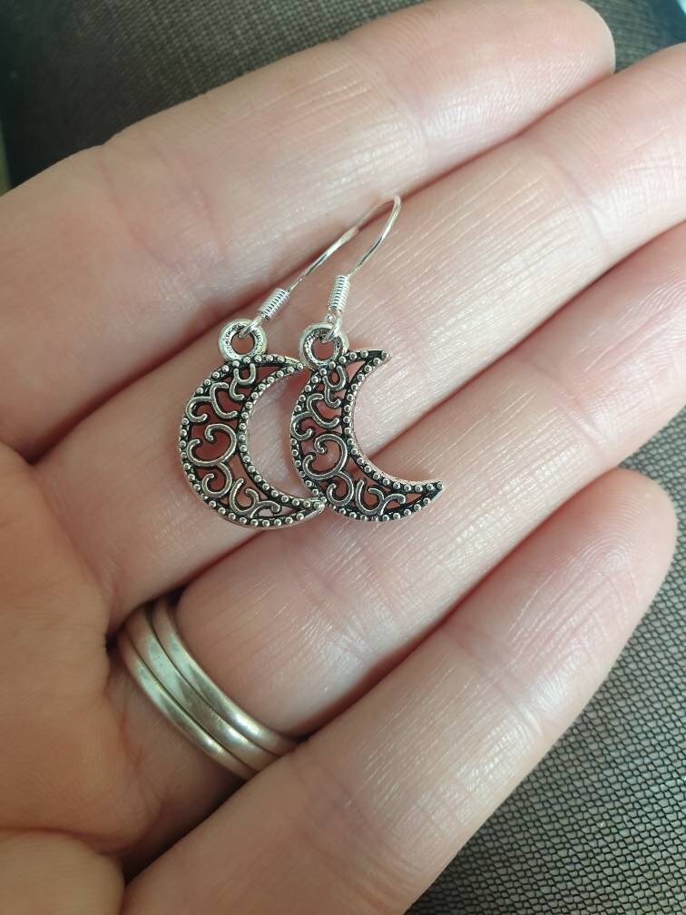 Handmade Filigree Moon Celestial Dangly Charm Earrings In Gift Bag, Space Lover Gifts - Premium  from Etsy - Just £4.99! Shop now at Uniquely Holt