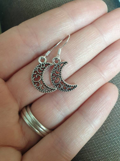 Filigree Moon Celestial Dangly Charm Earrings In Gift Bag, Space Lover Gifts - Premium  from Etsy - Just £4.99! Shop now at Uniquely Holt