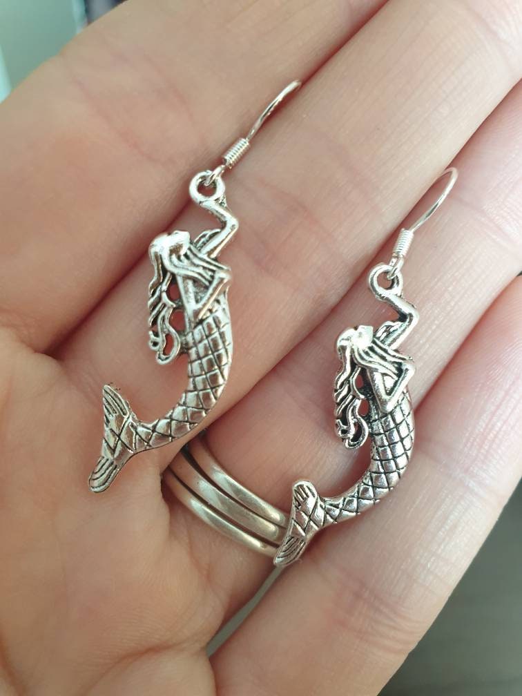 Handmade Mermaid Dangly Charm Earrings In Gift Bag, Mermaid Lover, Gifts For Her - Premium  from Etsy - Just £4.99! Shop now at Uniquely Holt