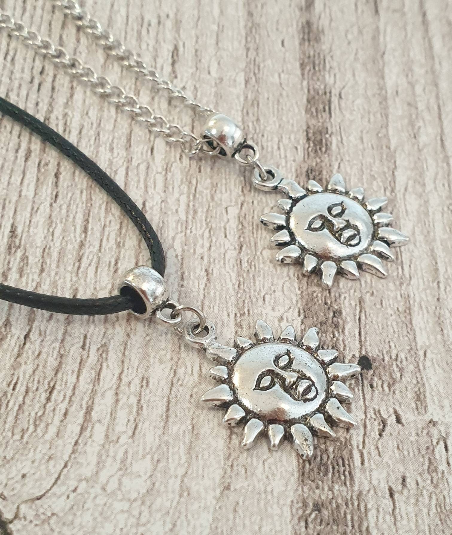 Handmade Antique Silver Sun Charm Necklace Silver Plated Or Waxed Cord Variable Lengths, Gift Packaged - Premium  from Etsy - Just £5.49! Shop now at Uniquely Holt