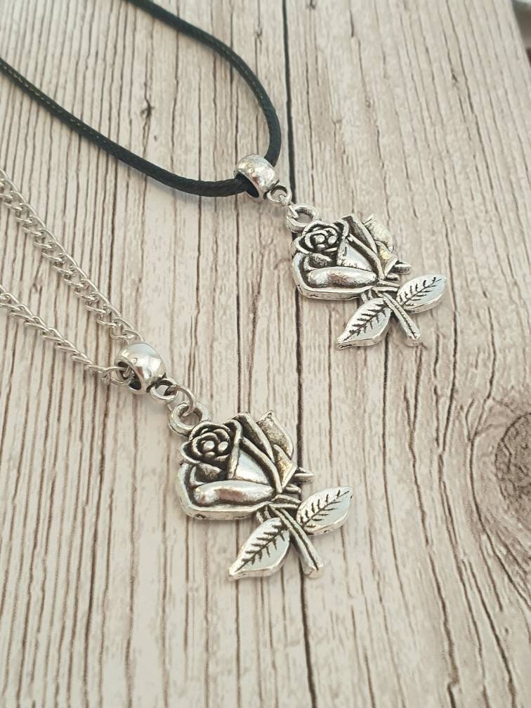 Handmade Antique Silver Rose Charm Necklace Silver Plated Or Waxed Cord Variable Lengths, Gift Packaged, For Her, Flower Jewellery - Premium  from Etsy - Just £5.49! Shop now at Uniquely Holt