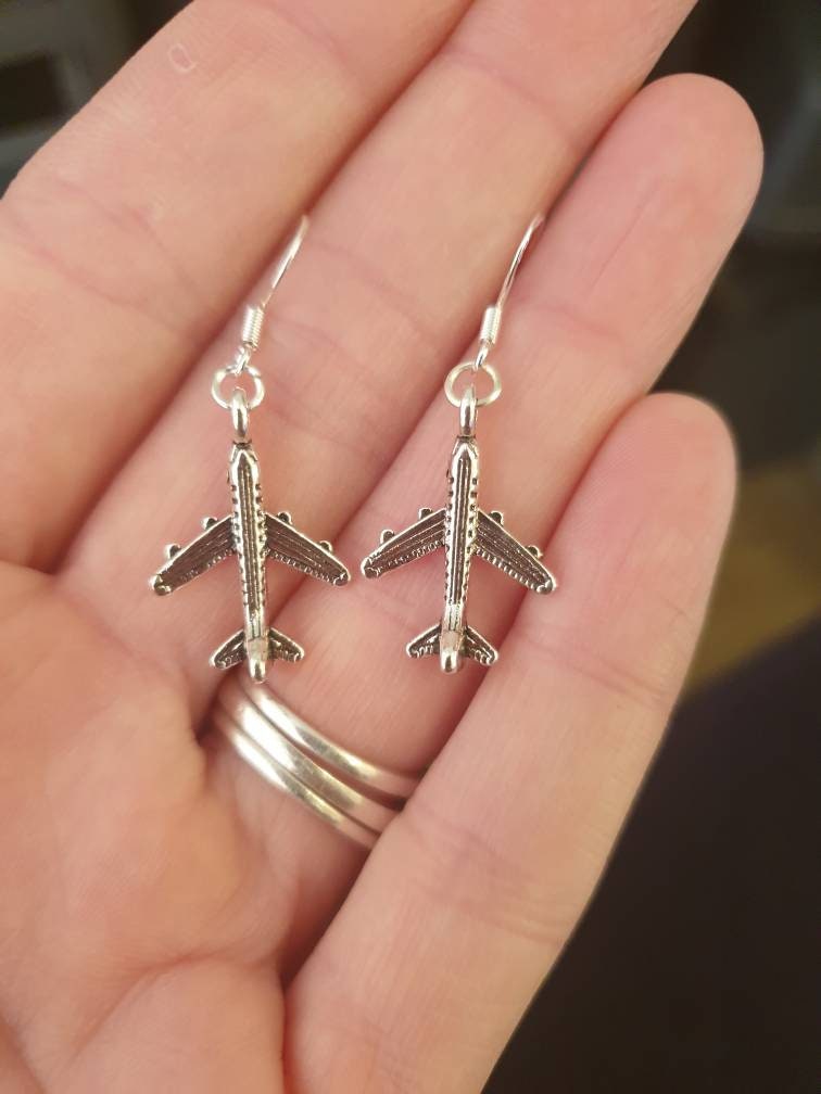 Antique Silver Airplane Dangly Charm Earrings In Gift Bag, Traveller Gifts - Premium  from Etsy - Just £4.99! Shop now at Uniquely Holt