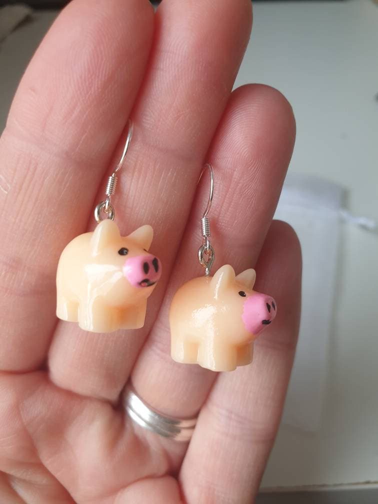 Handmade Acrylic Pig Charm Earrings, Gifts For Her, Animal Lover, Fun Jewellery - Premium  from Etsy - Just £4.99! Shop now at Uniquely Holt