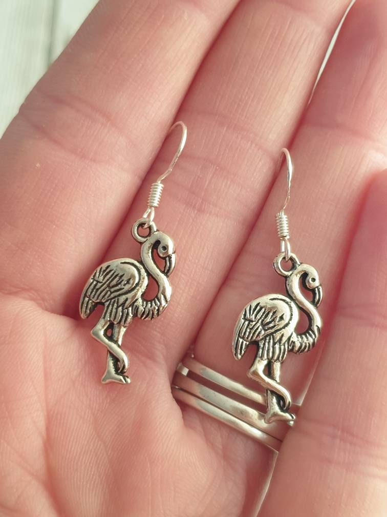 Handmade Flamingo Dangly Charm Earrings In Gift Bag, Nature, Bird Lover, Gifts For Her - Premium  from Etsy - Just £4.99! Shop now at Uniquely Holt