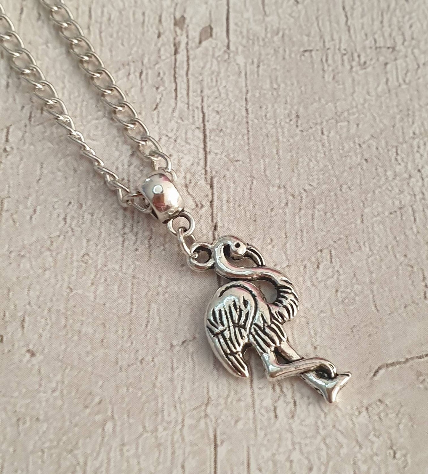 Handmade Antique Silver Flamingo Charm Necklace Silver Plated Or Waxed Cord Variable Lengths, Gift Packaged, For Her, Nature - Premium  from Etsy - Just £5.49! Shop now at Uniquely Holt
