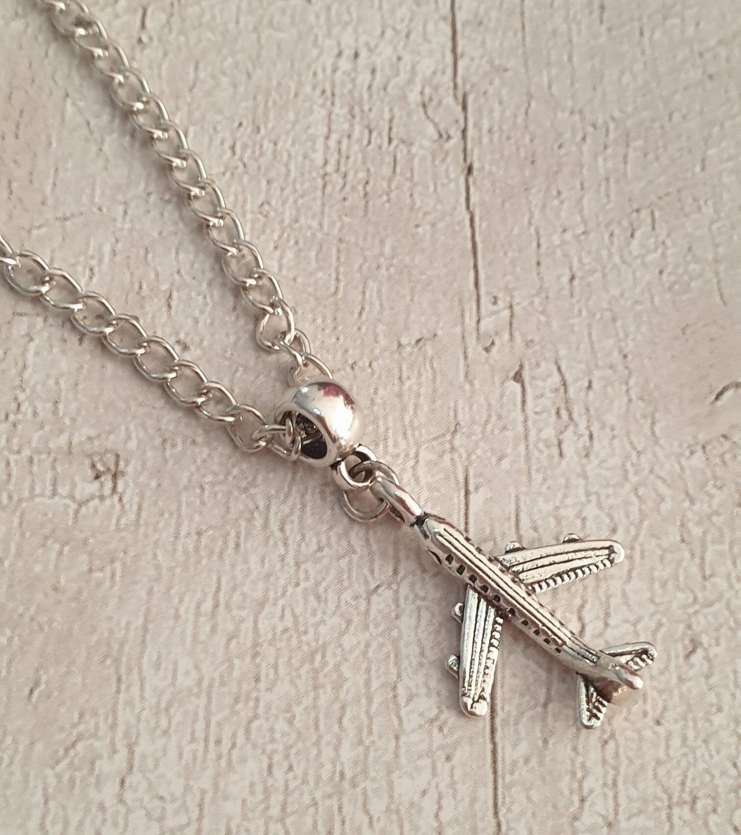 Handmade Antique Silver Airplane Charm Necklace Silver Plated Or Waxed Cord Variable Lengths, Gift Packaged - Premium  from Etsy - Just £5.49! Shop now at Uniquely Holt