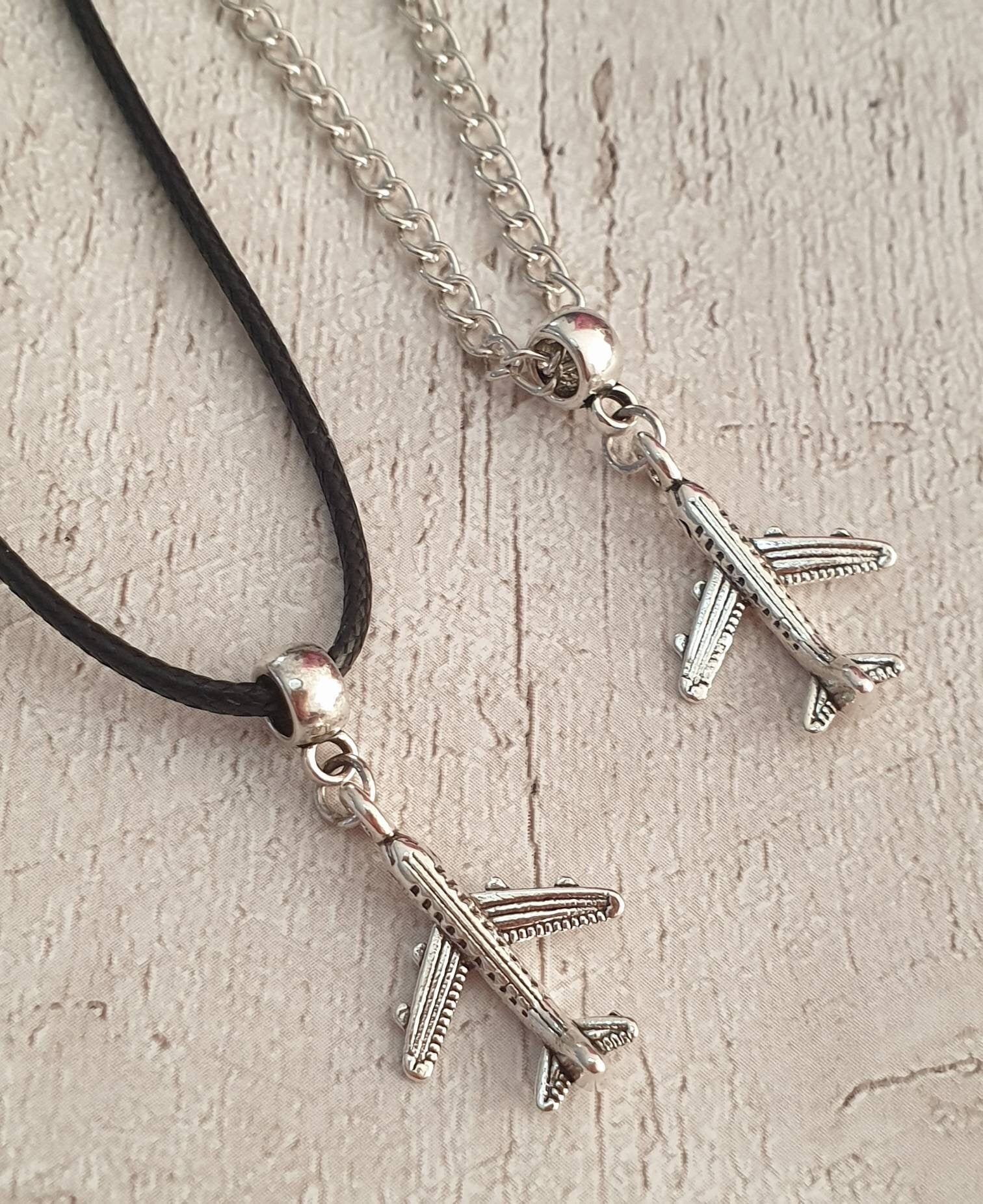 Airplane Charm Necklace Silver Plated Or Waxed Cord Variable Lengths, Gift Packaged - Premium  from Etsy - Just £5.49! Shop now at Uniquely Holt