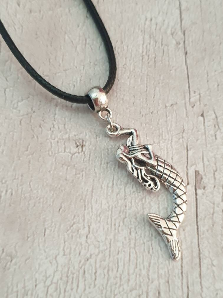 Handmade Antique Silver Mermaid Charm Necklace Silver Plated Or Waxed Cord Variable Lengths, Gift Packaged - Premium  from Etsy - Just £5.49! Shop now at Uniquely Holt