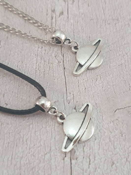 Saturn Moon Charm Necklace Silver Plated Or Waxed Cord Variable Lengths, Gift Packaged - Premium  from Etsy - Just £5.49! Shop now at Uniquely Holt