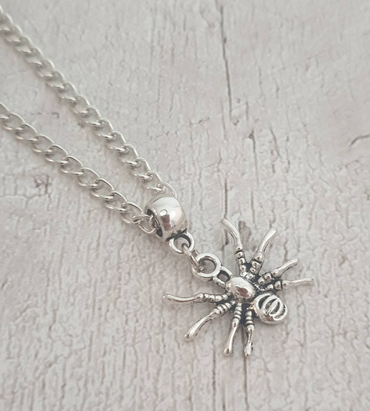 Handmade Antique Silver Spider Charm Necklace Silver Plated Or Waxed Cord Variable Lengths, Gift Packaged, Spooky Halloween Gift - Premium  from Etsy - Just £5.49! Shop now at Uniquely Holt