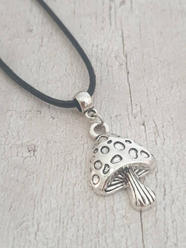 Handmade Antique Silver Mushroom Charm Necklace Silver Plated Or Waxed Cord Variable Lengths, Gift Packaged - Premium  from Etsy - Just £5.49! Shop now at Uniquely Holt