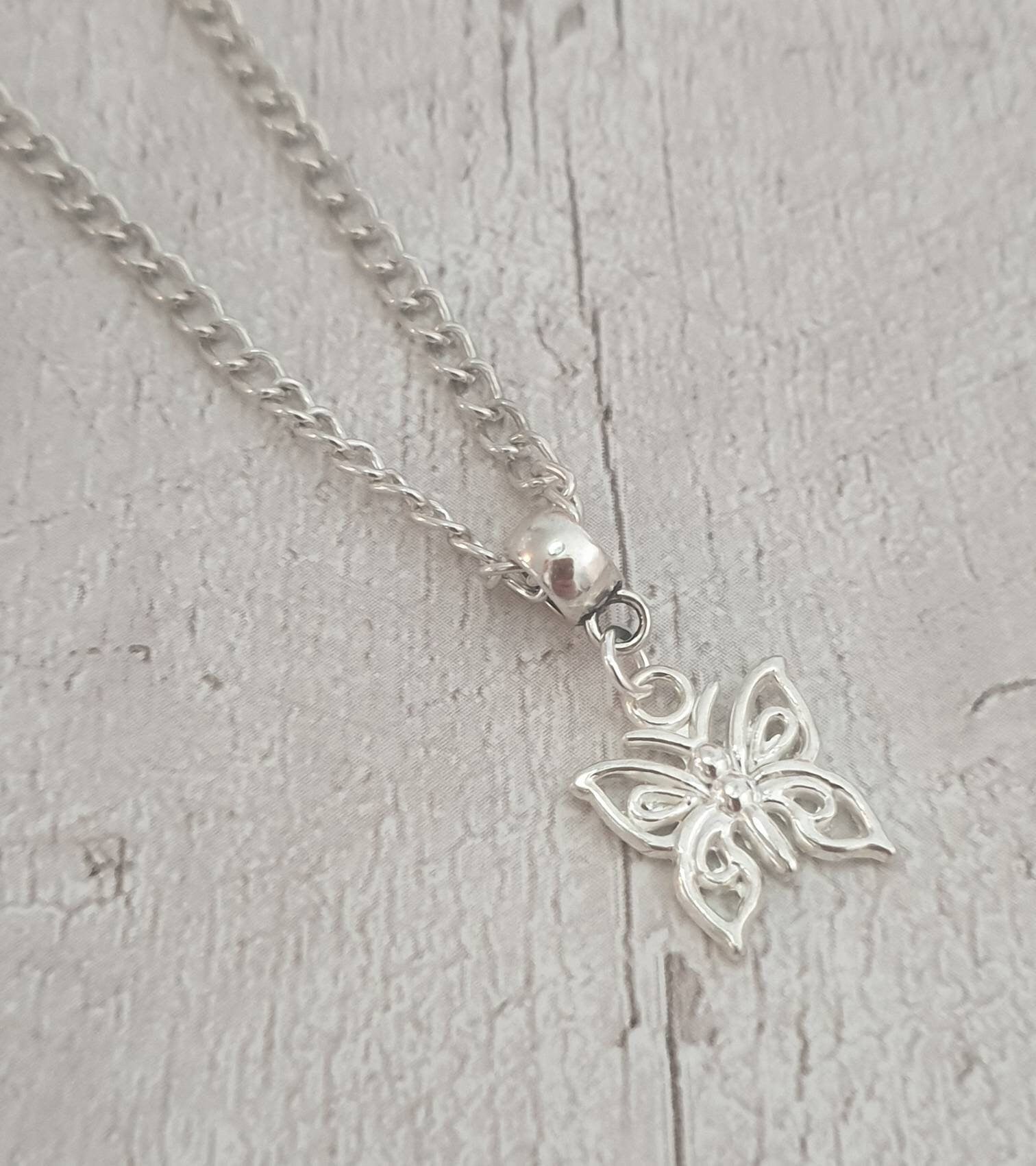 Handmade Antique Silver Butterfly Charm Necklace Silver Plated Or Waxed Cord Variable Lengths, Gift Packaged, For Her, Nature - Premium  from Etsy - Just £5.49! Shop now at Uniquely Holt