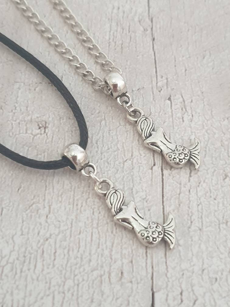 Handmade Antique Silver Mermaid Charm Necklace Silver Plated Or Waxed Cord Variable Lengths, Gift Packaged - Premium  from Etsy - Just £5.49! Shop now at Uniquely Holt