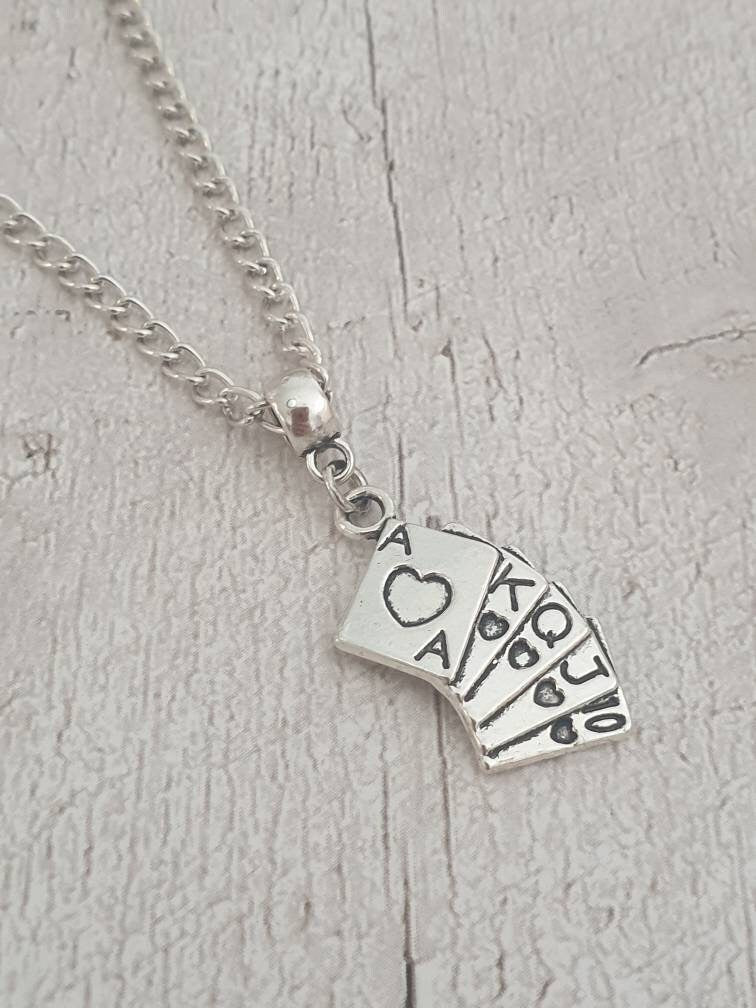 Handmade Antique Silver Playing Card Charm Necklace Silver Plated Or Waxed Cord Variable Lengths, Gift Packaged - Premium  from Etsy - Just £5.49! Shop now at Uniquely Holt