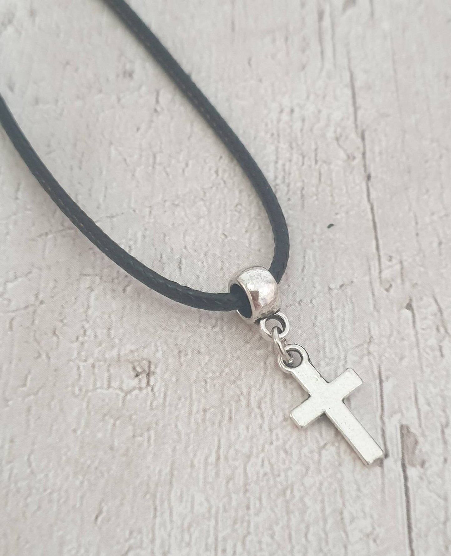 Handmade Antique Silver Cross Charm Necklace, Silver Plated Or Waxed Cord Variable Lengths, Gift Packaged - Premium  from Etsy - Just £5.49! Shop now at Uniquely Holt