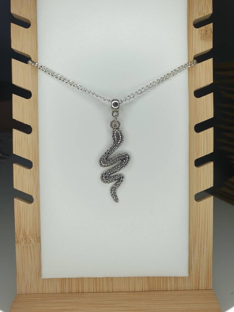 Handmade Antique Silver Snake Charm Necklace Silver Plated Or Waxed Cord Variable Lengths, Gift Packaged - Premium  from Etsy - Just £5.49! Shop now at Uniquely Holt